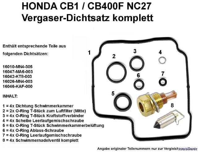 Vergaserdichtsatz Honda CB1 / CB400F NC27
